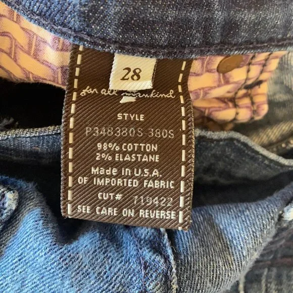 7 For All Mankind Dojo Cropped Blue Jeans 28x20.5 - Picture 6 of 7